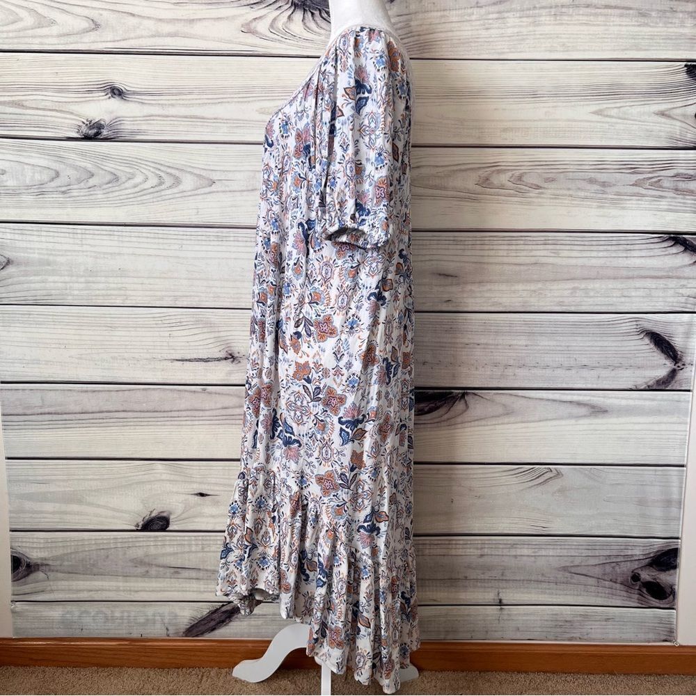 Lucky Brand White Paisley Floral Patterned Cottagecore Maxi Dress - Picture 6 of 11